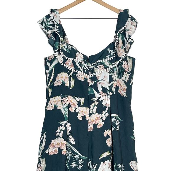 NEW City Chic Jumpsuit Women's Size 16 Green Fresh Field Floral Off The Shoulder - Picture 6 of 9